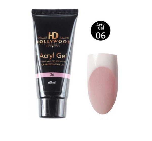 Акрил гель HD Hollywood Acryl Gel #06 бежево-рожевий, 60 мл (tube) Акрил гель HD Hollywood Acryl Gel #06 бежево-рожевий, 60 мл (tube)