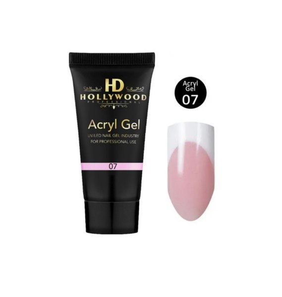 Акрил-гель для нігтів HD Hollywood Acryl Gel #07 яскраво-рожевий 60 мл (tube)