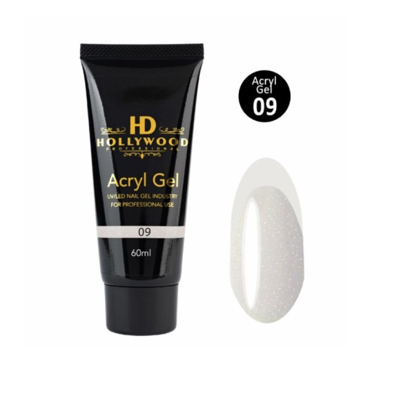 Акрил-гель для нігтів HD Hollywood Acryl Gel Shimmer 09 Камуфляж молочний 60 мл (tube)