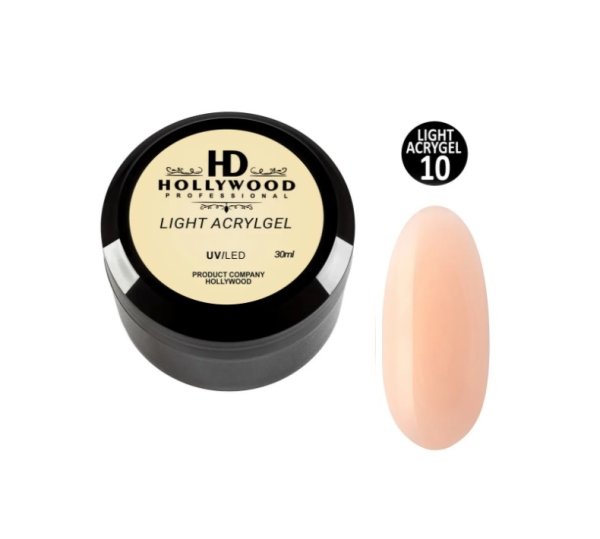 Рідкий акригель Light Acrygel 10 Персиковий пастельний HD Hollywood 30 мл.