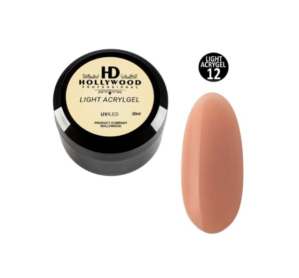 Рідкий акригель Light Acrygel 12 Світла карамель HD Hollywood 30 мл.