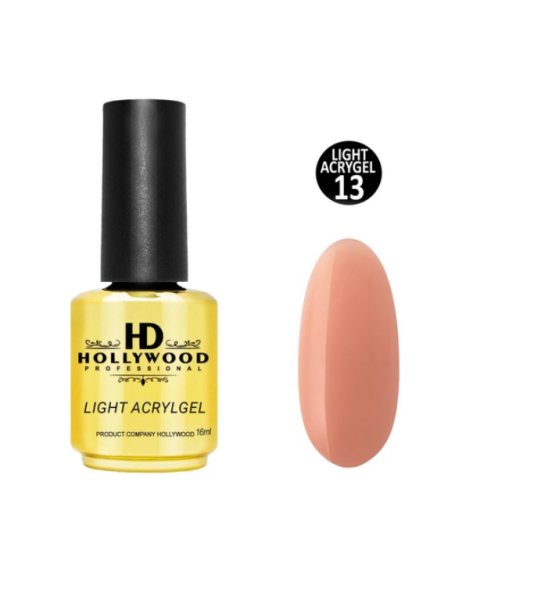 Рідкий акригель Light Acrygel 13 Персиковий HD Hollywood 16 мл.