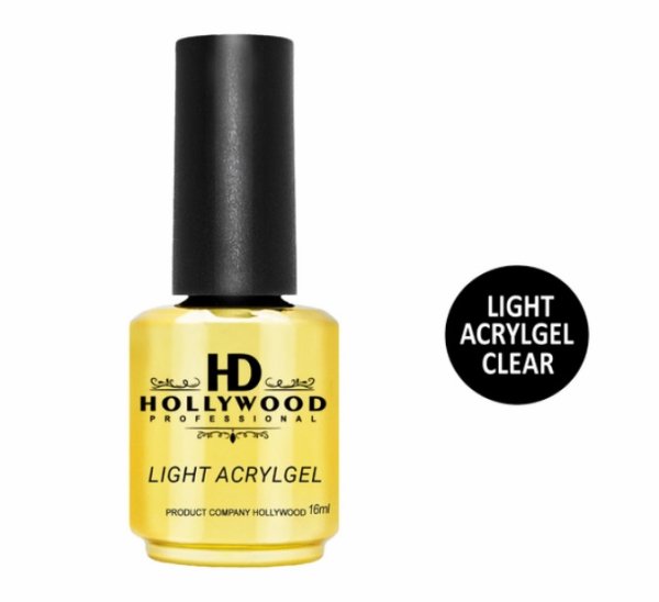 Рідкий акригель Light Acrygel Clear (прозорий) HD Hollywood 16 мл.