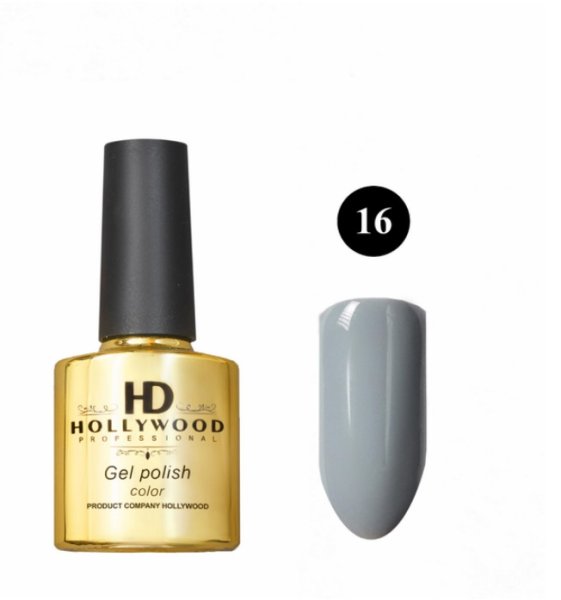 Гель лак 16 Світлий Сірий Щільний HD Hollywood 8 ml