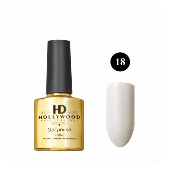 Гель-лак 18 Білий Шимер Щільний HD Hollywood 8 ml