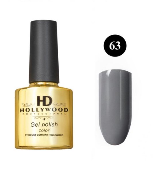 Гель лак 63 Сірий Темний Щільний HD Hollywood 8 ml Гель лак 63 Сірий Темний Щільний HD Hollywood 8 ml
