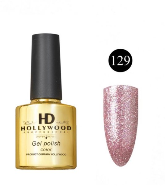 Гель-лак 129 Рожеве Золото Щільний шимер HD Hollywood 8 ml Гель-лак 129 Рожеве Золото Щільний шимер HD Hollywood 8 ml