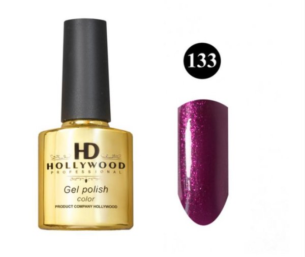 Гель-лак 133 Темна Слива Щільний Шимер HD Hollywood 8 ml