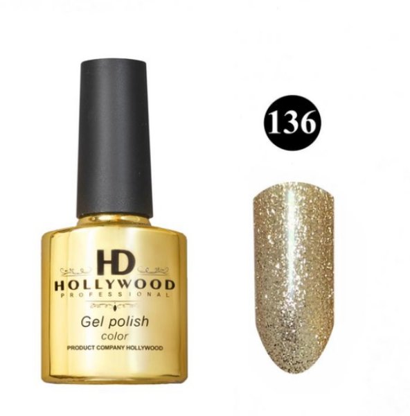 Гель-лак 136 Золото Щільний Шимер HD Hollywood 8 ml Гель-лак 136 Золото Щільний Шимер HD Hollywood 8 ml
