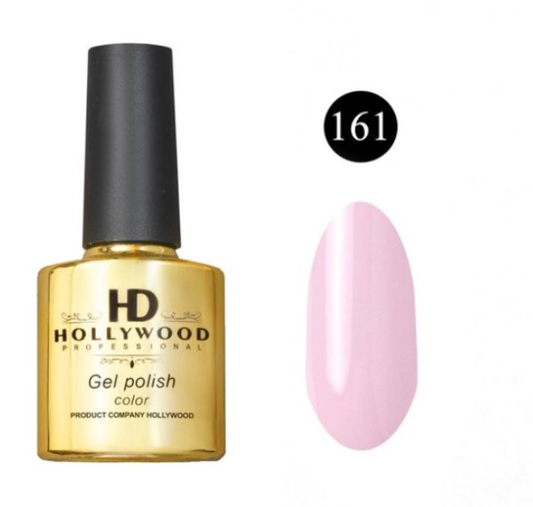 Гель-лак 161 Рожевий Білий Щільний HD Hollywood 8 ml