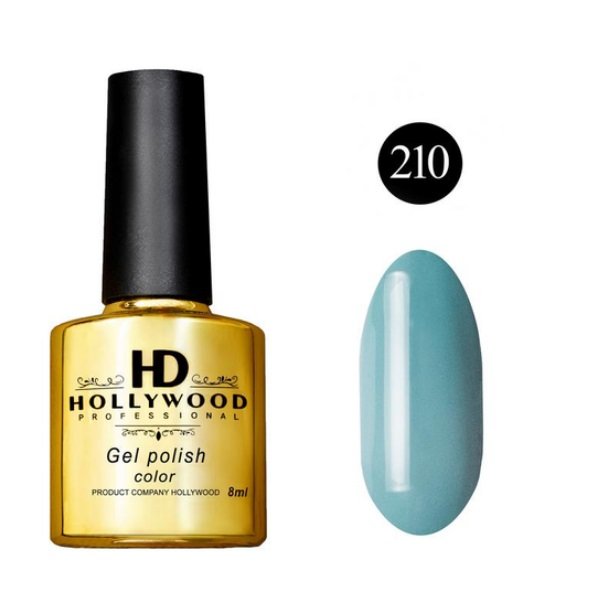 Гель-лак 210 Зелений Пастельний Щільний HD Hollywood 8 ml
