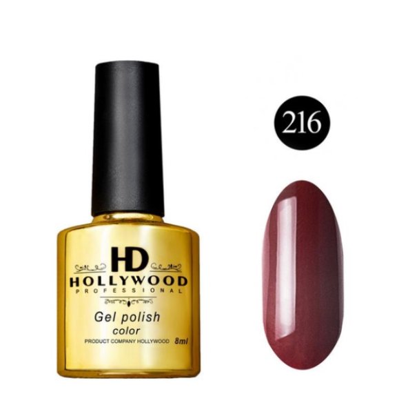 Гель-лак 216 Темна Вишня Щільний HD Hollywood 8 ml