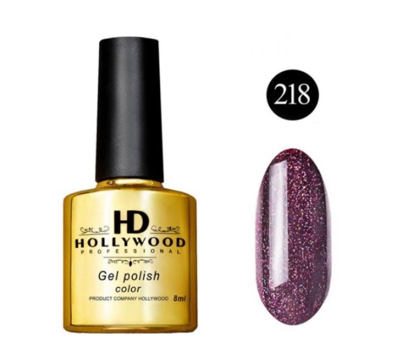 Гель-лак 218 Фіолетовий Темний Щільний HD Hollywood 8 ml Гель-лак 218 Фіолетовий Темний Щільний HD Hollywood 8 ml