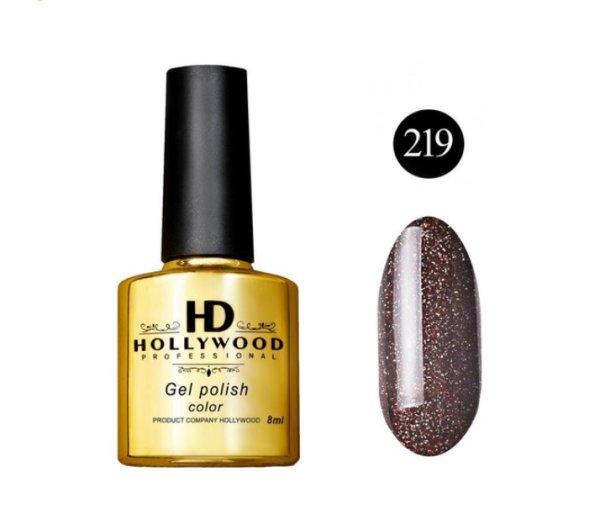 Гель-лак 219 Коричневий Темний Щільний HD Hollywood 8 ml