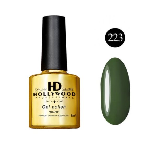 Гель-лак 223 Темно-зелений Щільний HD Hollywood 8 ml
