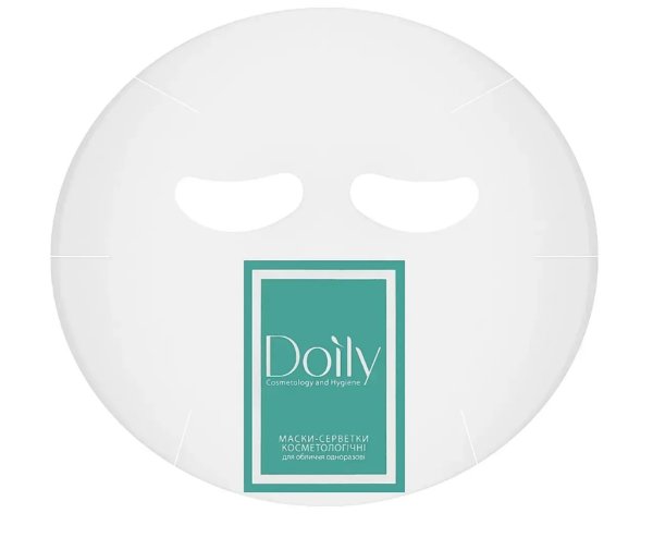 Маска-серветка косметологічна для обличчя Doily® (100 шт/пач) з поліетилену Колір: прозорий