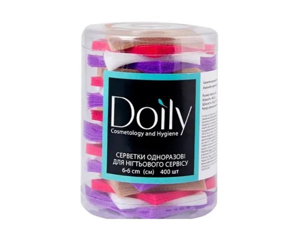 Серветки 6х6 см Doily® (400 шт в тубусі) зі спанбонду 45 г/м2 Колір: різнокольорові