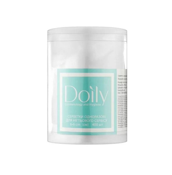 Серветки AQUA Absorb 5х5 см Doily® (400 шт в тубусі) з целюлози 50 г/м2 Колір: білий