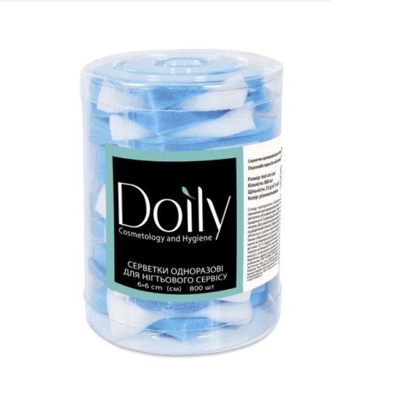 Серветки безворсові 6х6 см Doily® (800 шт в тубусі) зі спанбонду 25 г/м2 Колір: різнокольорові