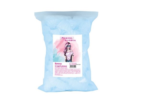 Шапочка на одній резинці «Рожева Білявка» (100 шт/пач) зі спанбонду Колір: блакитний