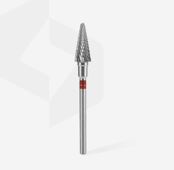 Фреза твердосплав Staleks для лівші Конус 6мм/14мм (червона)