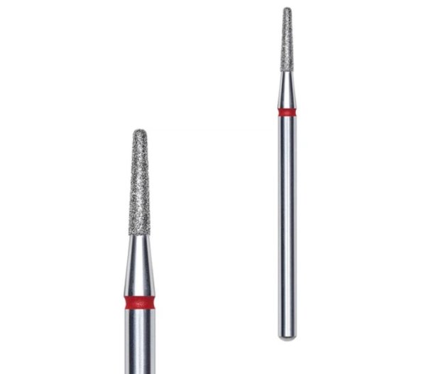 Фреза Staleks діамантова усічений конус 1,8 мм/8мм червоний