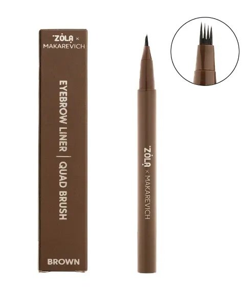 ZOLA x Makarevich Лайнер для брів з квадро-пензлем Brown, купити онлайн з доставкою у магазині Beauty Home