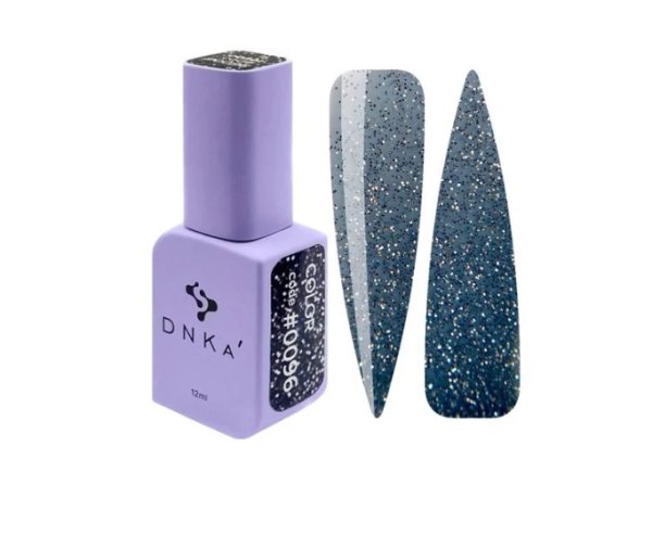 Гель лак DNKa, 12 ml Color #0096 - Сіро-блакитний з блискітками Гель лак