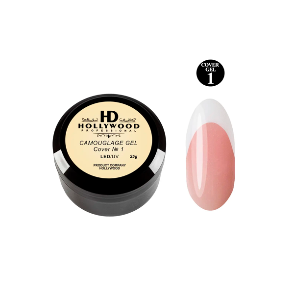 Hollywood Camouflage Gel Cover №1 - Камуфлюючий гель для нарощування (бежево-рожевий), купити в інтернет-магазині Beauty Home з доставкою