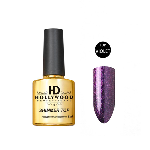 Hollywood SHIMMER TOP no wipe (TOP VIOLET) 8 мл., купити в інтернет-магазині Beauty Home з доставкою