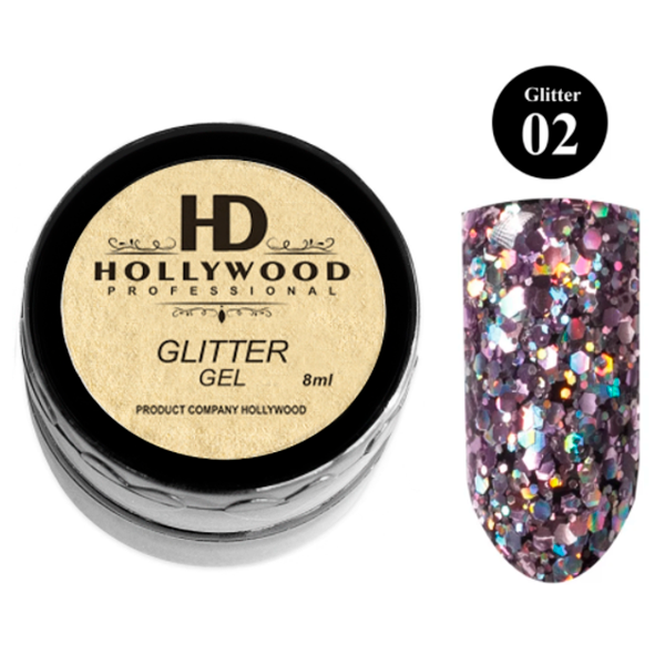 Гліттер для нігтів HD Hollywood Glitter Gel 02 рожевий Гліттер для нігтів HD Hollywood Glitter Gel 02 рожевий, купити в інтернет-магазині Beauty Home з доставкою