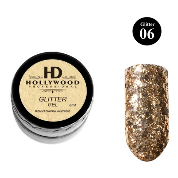 Гель-лак Золото гліттер 06 HD Hollywood, купити в інтернет-магазині Beauty Home з доставкою