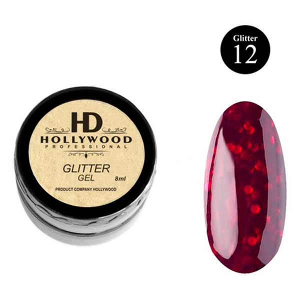 Гель-лак гліттер Бордо 12 HD Hollywood, купити в інтернет-магазині Beauty Home з доставкою