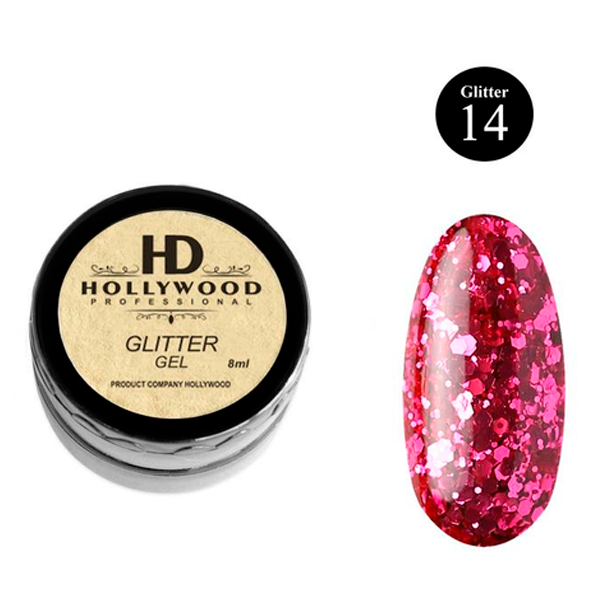 Гель-лак Рожевий гліттер 14 HD Hollywood, купити в інтернет-магазині Beauty Home з доставкою