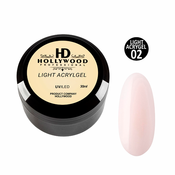Рідкий акригель Light Acrygel 02 Молочно-рожевий HD Hollywood, купити в інтернет-магазині Beauty Home з доставкою