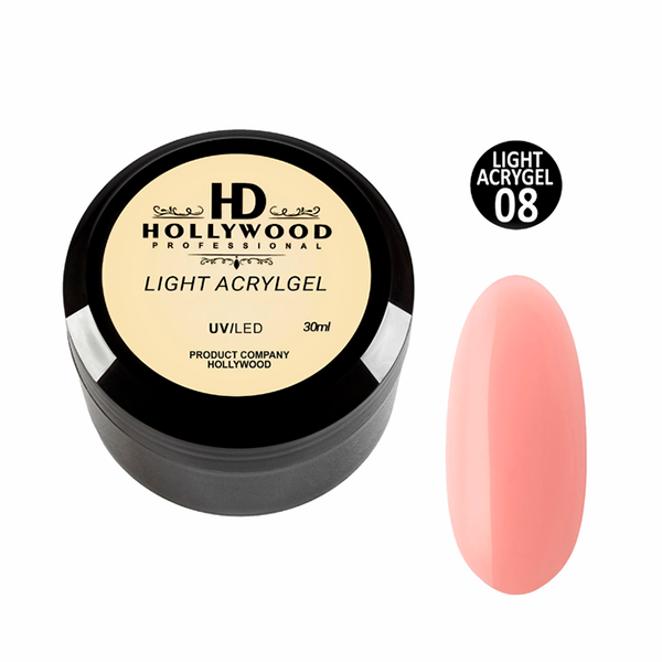 Рідкий акригель Light Acrygel 08 Рожево-бежевий HD Hollywood, купити в інтернет-магазині Beauty Home з доставкою