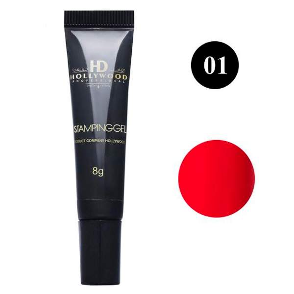 Гель-фарба для стемпінгу Червона 01 HD Hollywood, купити в інтернет-магазині Beauty Home з доставкою