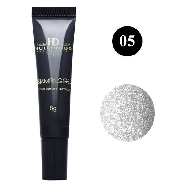 Гель-фарба для стемпінгу Срібло 05 HD Hollywood, купити в інтернет-магазині Beauty Home з доставкою