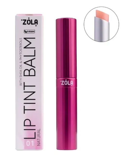 ZOLA Відтінковий бальзам для губ Lip Tint Balm (01 Natural),купити в інтернет магазині Beauty Home онлайн з доставкою