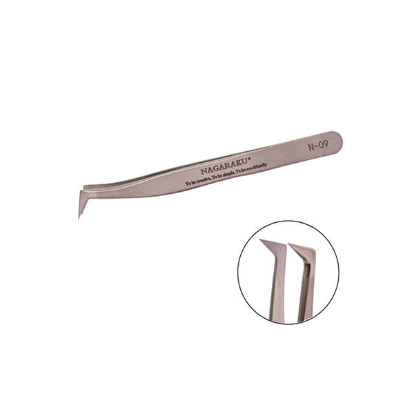 Nagaraku пінцет для нарощування вій, кутовий N-09, купити в інтернет-магазині Beauty Home з доставкою