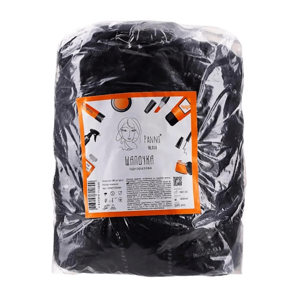 P. Mlada Шапка на подвійній резинці 100 шт. (чорна), купити в інтернет-магазині Beauty Home з доставкою