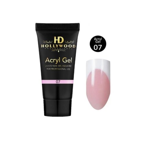 Акрил-гель для нігтів HD Hollywood Acryl Gel #07 яскраво-рожевий 60 мл (tube)
