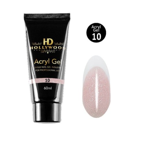 Акрил-гель для нігтів HD Hollywood Acryl Gel Shimmer 10 Рожевий 60 мл (tube)