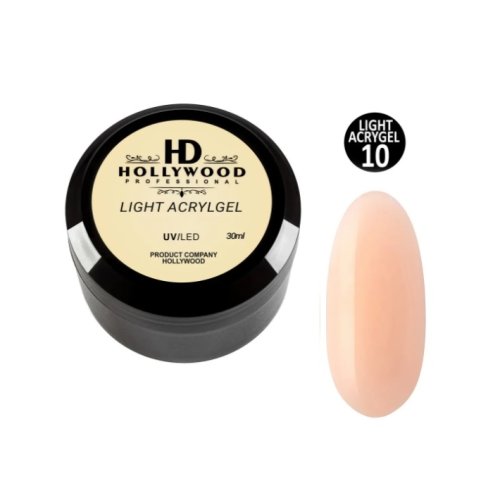 Рідкий акригель Light Acrygel 10 Персиковий пастельний HD Hollywood 30 мл.