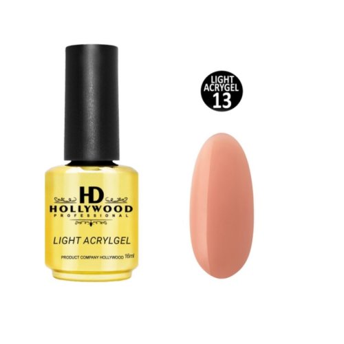 Рідкий акригель Light Acrygel 13 Персиковий HD Hollywood 16 мл.