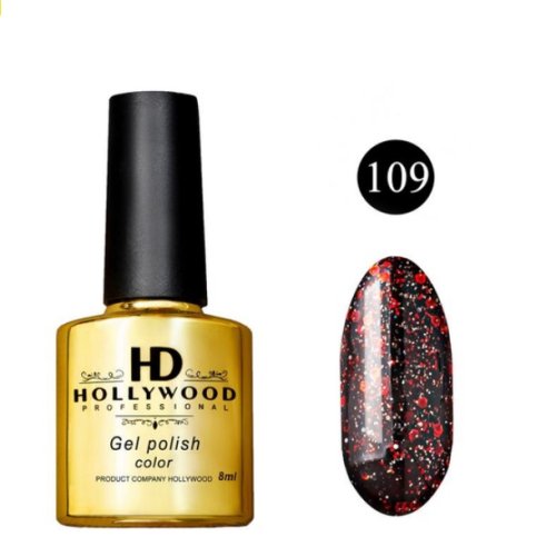 Гель-лак 109 Червоний Шимер Голографік HD Hollywood 8 ml