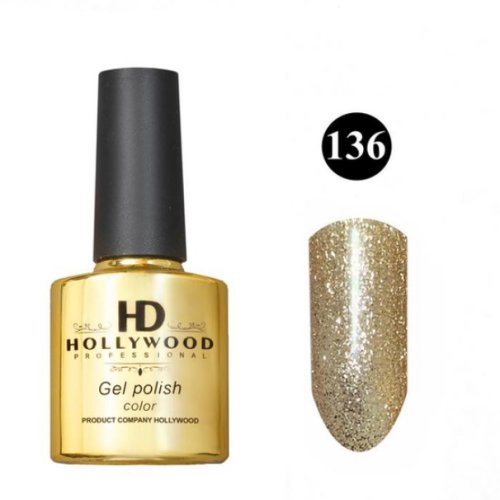 Гель-лак 136 Золото Щільний Шимер HD Hollywood 8 ml Гель-лак 136 Золото Щільний Шимер HD Hollywood 8 ml