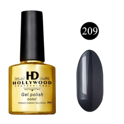 Гель лак HD Hollywood 209 Темний Сірий Щільний 8 ml Гель лак HD Hollywood 209 Темний Сірий Щільний 8 ml