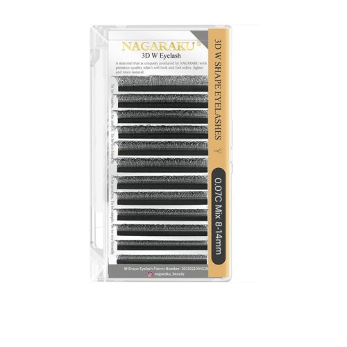 Вії Nagaraku 3D W-форма Mix C, 0.07, 8-14 мм