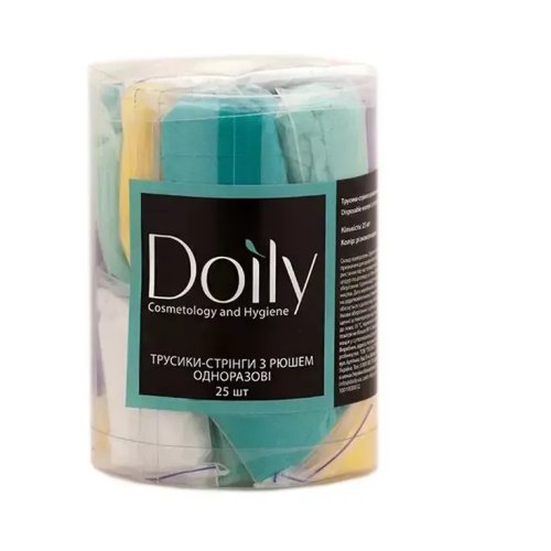 Трусики-стрінги Doily® (25 шт в тубусі) зі спанбонду Колір: різнокольорові